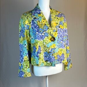 Floral Women's Blazer in Blue and Yellow
